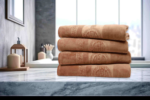 Tan Colour Dan River 4 Piece Embossed Microfiber Bath Towel Set