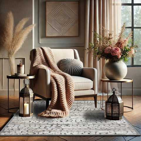 Bibb Home Washable Flannel Printed Area Rug with Latex Back 3x5 ft