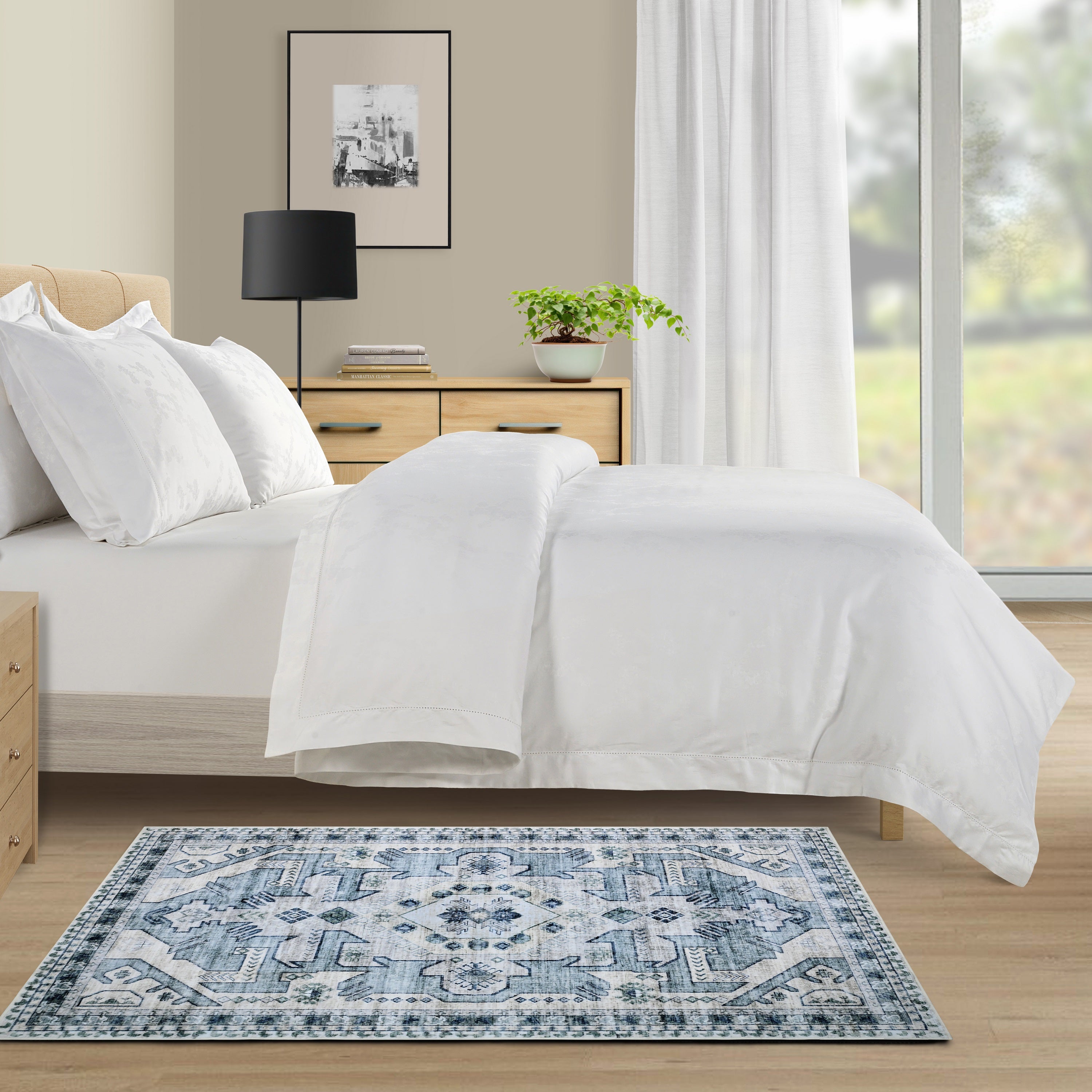 Flenno Rug Kathy Ireland Soft Brushed Flannel Washable Rug with Latex Back – Bed ...