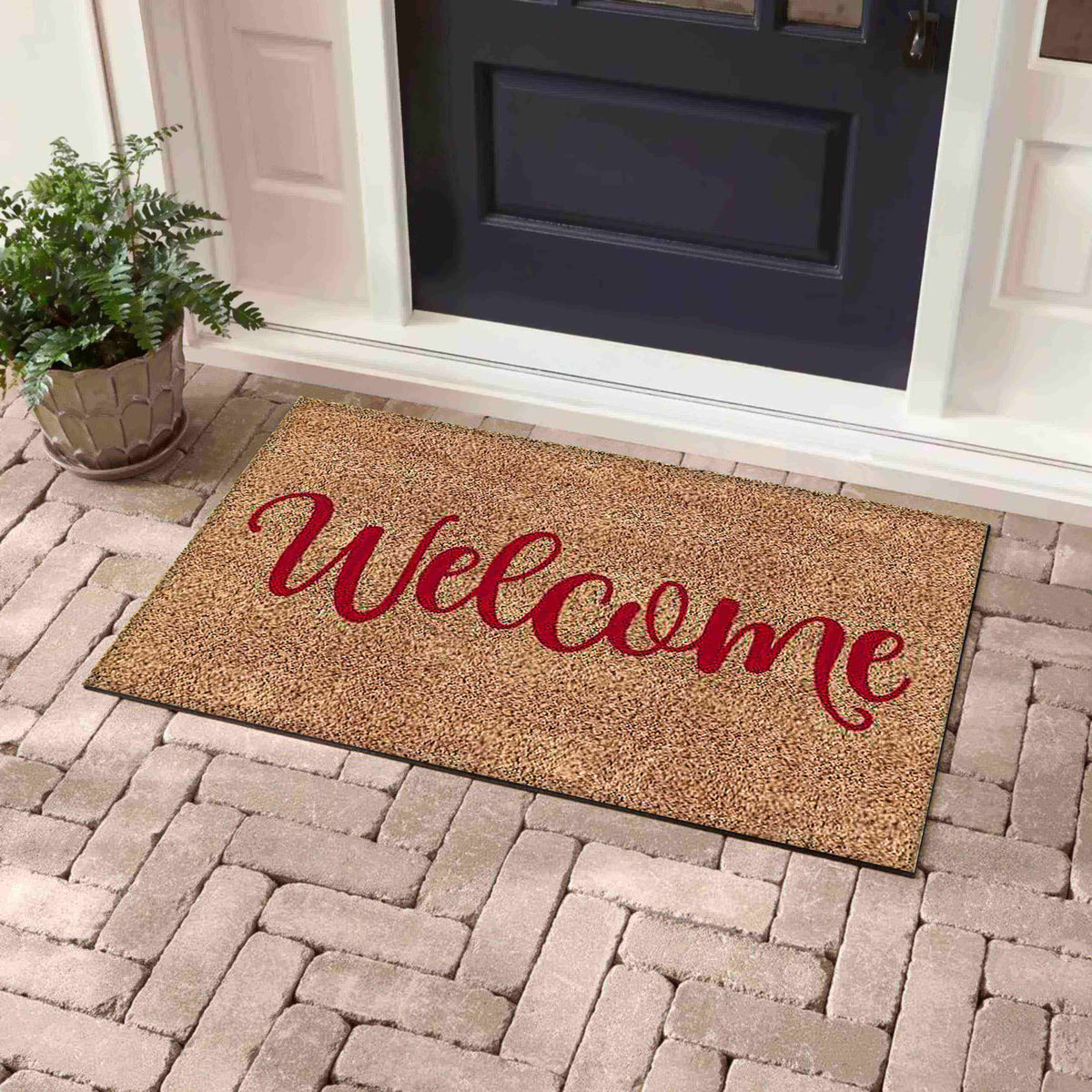 Red Printed Welcome of Coir Outdoor Printed Door Mat 