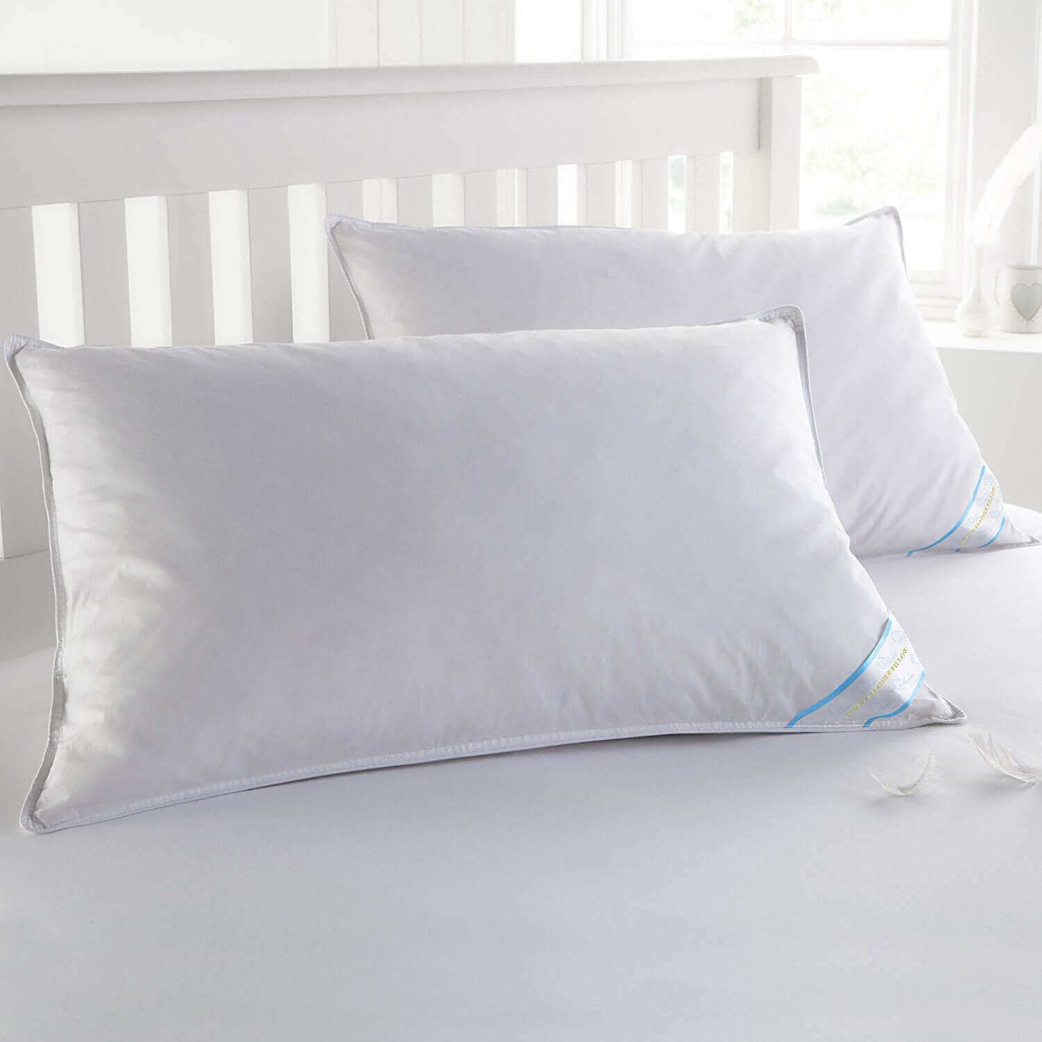 Side View of 2 Pack Feather Cotton Pillow Set