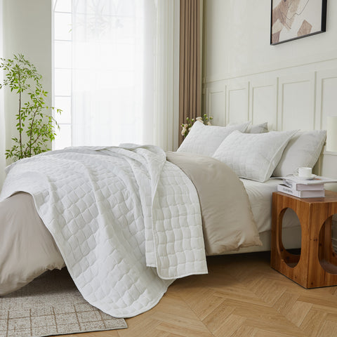 3-Piece Seersucker Textured Quilt & Sham Set