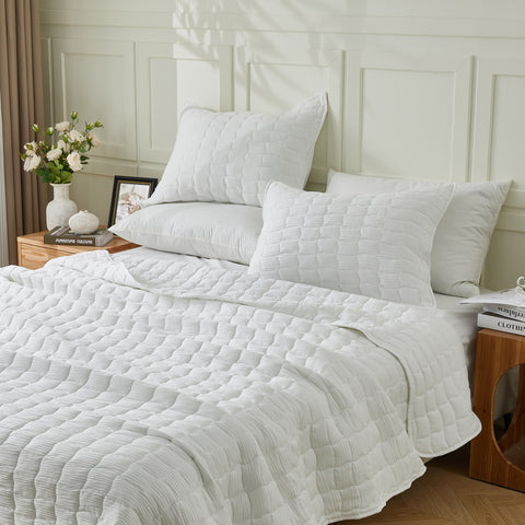 3-Piece Seersucker Textured Quilt & Sham Set