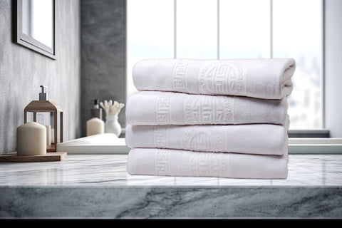 White Colour Dan River 4 Piece Embossed Microfiber Bath Towel Set