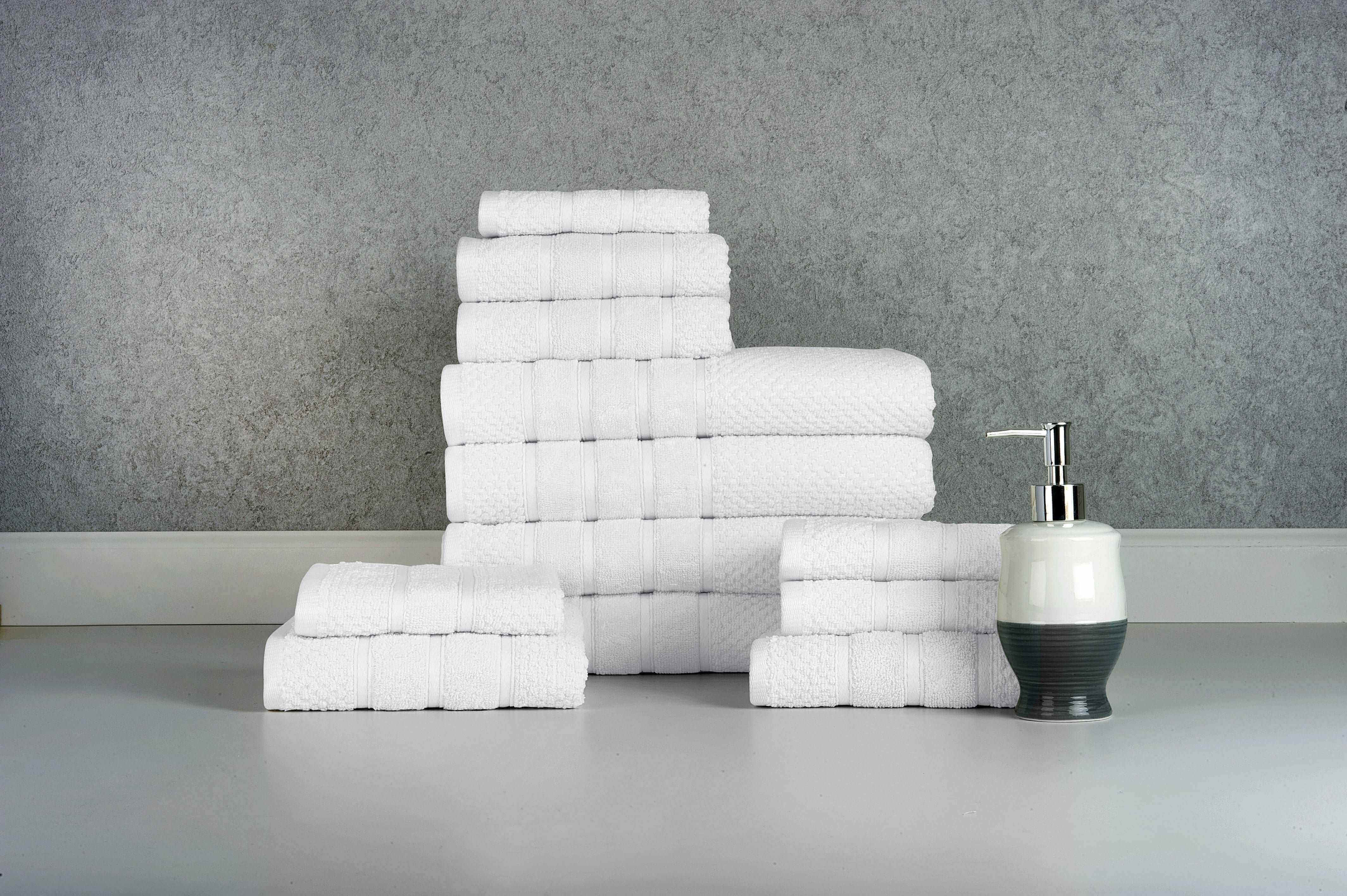 White Colour of 12 Piece Egyptian Cotton Towel Set