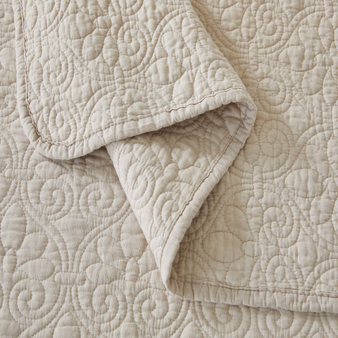 Patina Vie 3 Piece 100% Cotton Stitched Embroidered Quilt Set