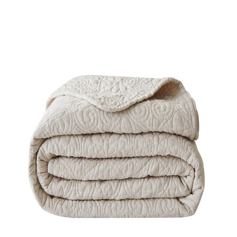 Patina Vie 3 Piece 100% Cotton Stitched Embroidered Quilt Set