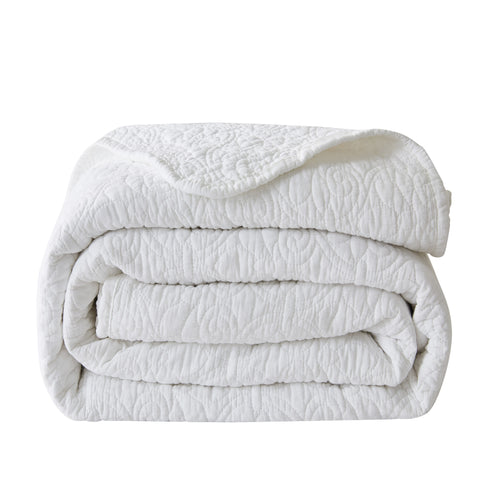 Patina Vie 3 Piece 100% Cotton Stitched Embroidered Quilt Set