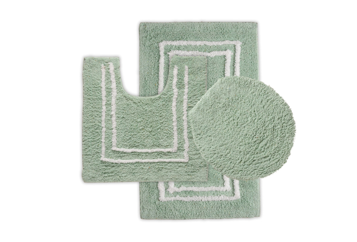 St Mary's Tufted 3 Piece Cotton Bath Rug Set with Lid