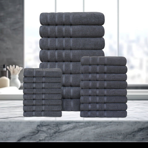 Bibb Home 24 Piece Zero Twist Egyptian Cotton Towel Set