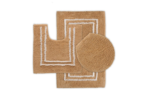 St Mary's Tufted 3 Piece Cotton Bath Rug Set with Lid