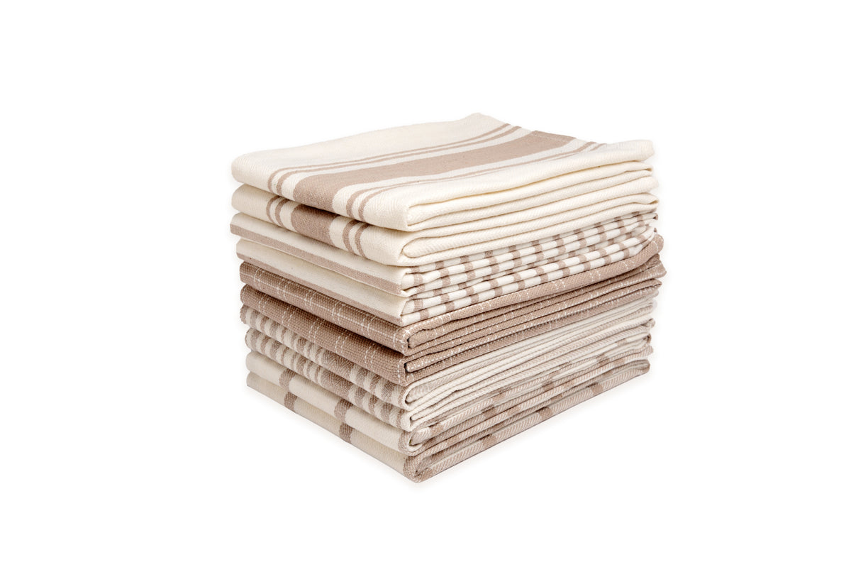 Dan River 10 Pack Cotton Flat Assorted Kitchen Towels