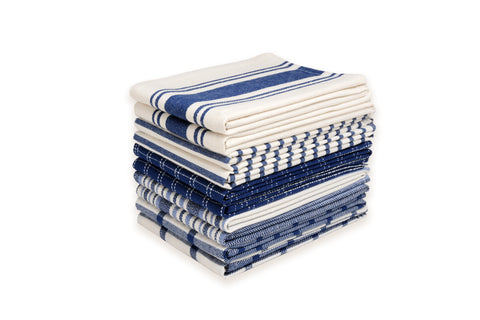 Dan River 10 Pack Cotton Flat Assorted Kitchen Towels