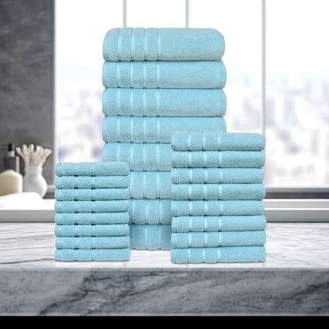 Bibb Home 24 Piece Zero Twist Egyptian Cotton Towel Set