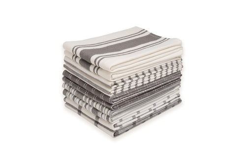 Dan River 10 Pack Cotton Flat Assorted Kitchen Towels