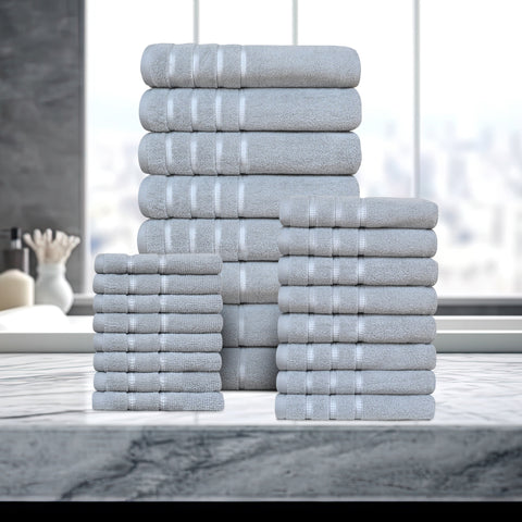 Bibb Home 24 Piece Zero Twist Egyptian Cotton Towel Set