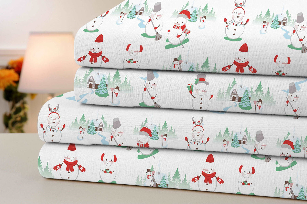 Bibb Home Printed Flannel 4 Piece Sheet Set.