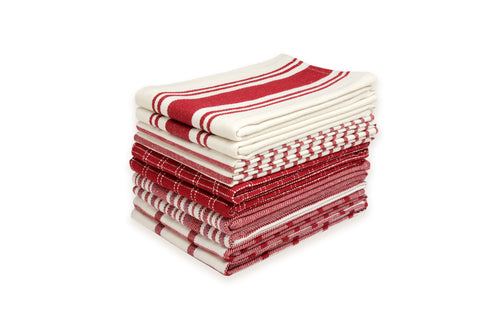 Dan River 10 Pack Cotton Flat Assorted Kitchen Towels