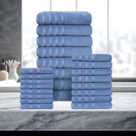 Bibb Home 24 Piece Zero Twist Egyptian Cotton Towel Set