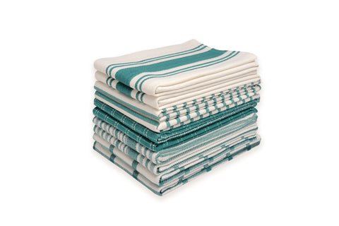 Dan River 10 Pack Cotton Flat Assorted Kitchen Towels