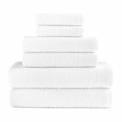 White Colour of Dan River 6 Piece Popcorn Cotton Bath Towel Set